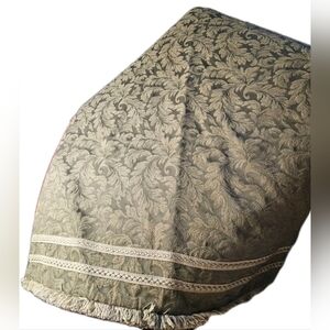 6 Foot Tan Baroque Style Damask Fringed Heavy Table Runner